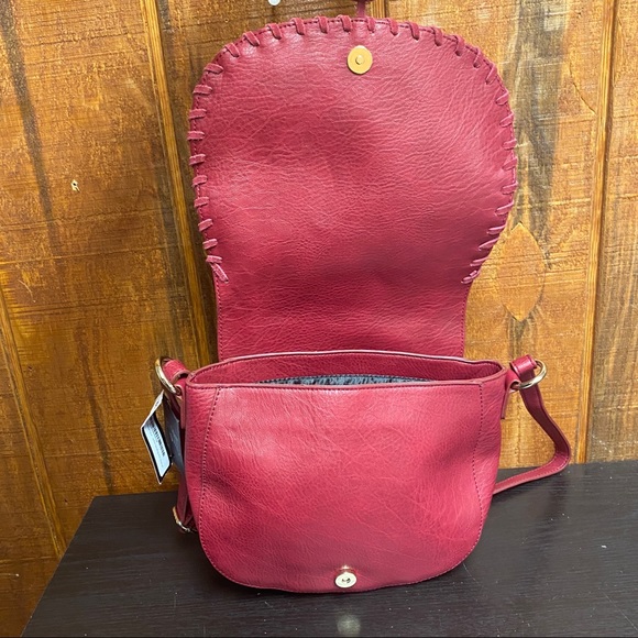 INC Willow Saddle Tassel Bag Wine - Picture 6 of 8